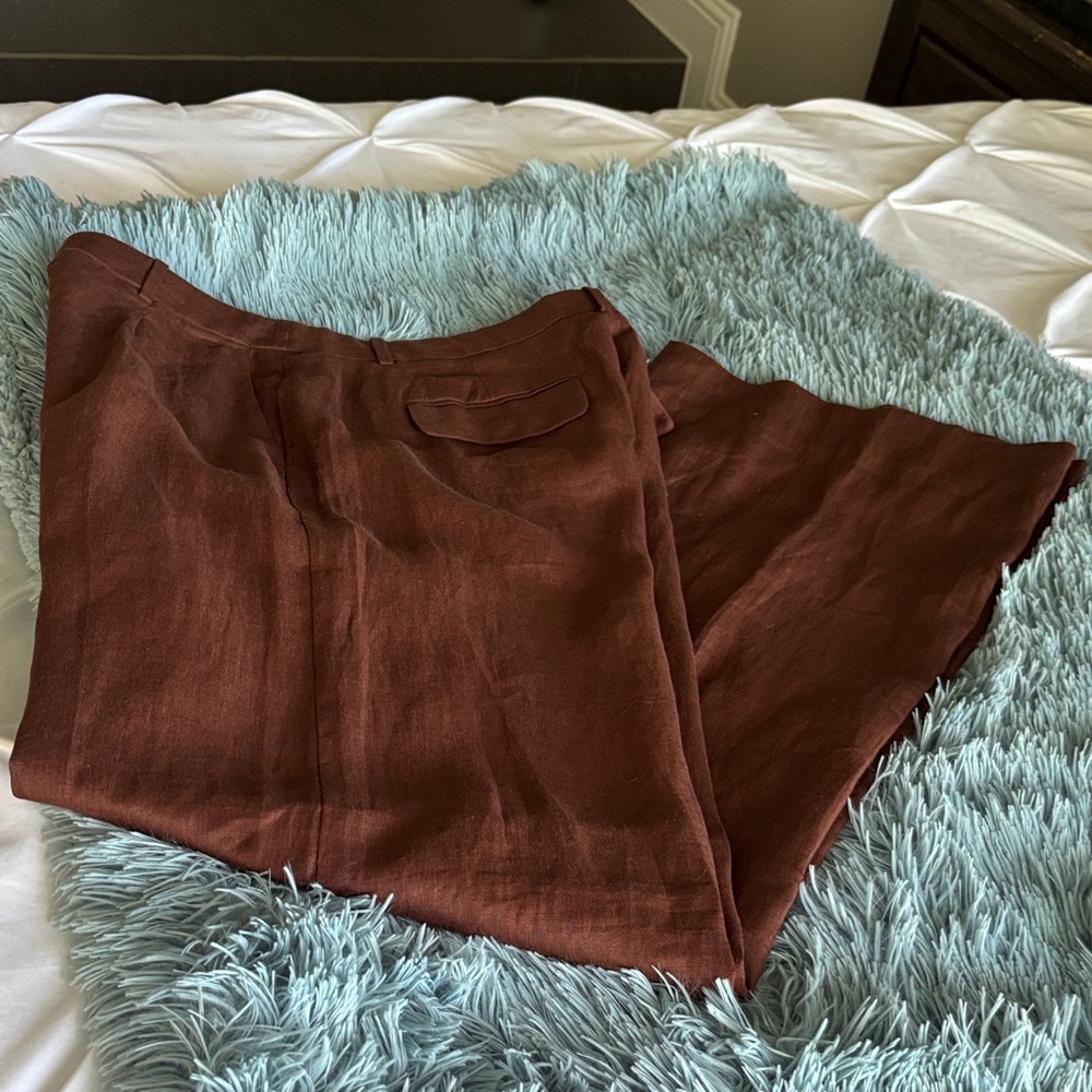 J. Crew Brown Linen Wide Leg Pants